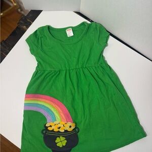 Gymboree Green Dress with Rainbow and Pot Design